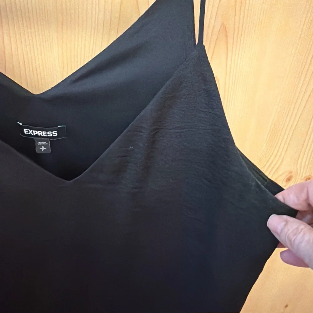 Express Black Sheath Dress Minimalist Simple Chic T Spaghetti Strap Loose Fit - Picture 8 of 11